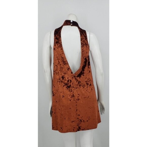 Show Me Your Mumu Friday Rust Velvet Choker Dress - Picture 3 of 5